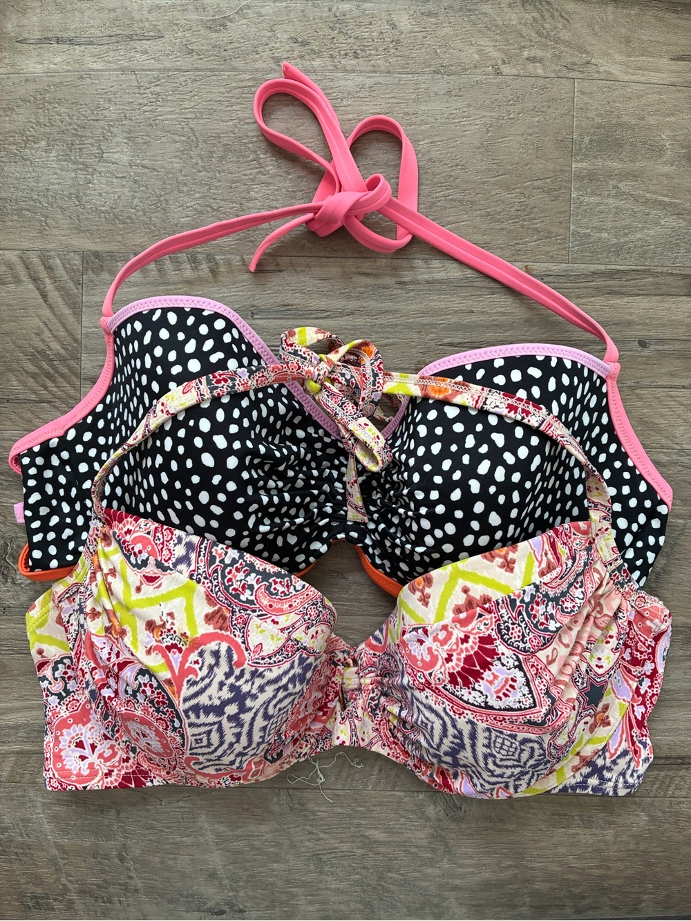 Victoria Secret 2 Bikini Swim Tops The Getaway Push Up Paisley Halter